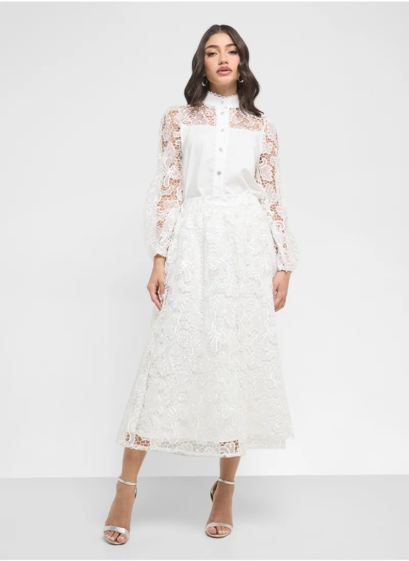 ايلا Lace Top & Skirt Set