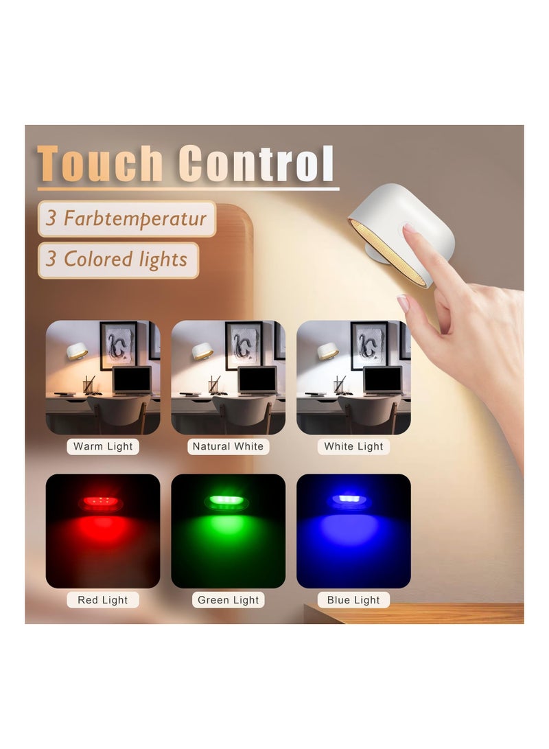 SYOSI LED Indoor Wall Lamp, Rechargeable Wall Light, LED Wall Lamp with Touch & Remote Control, Battery Operated Wall Lights, 360° Rotatable Reading Light, for Bedside Lamp, Corridor, Stairs - Image 4