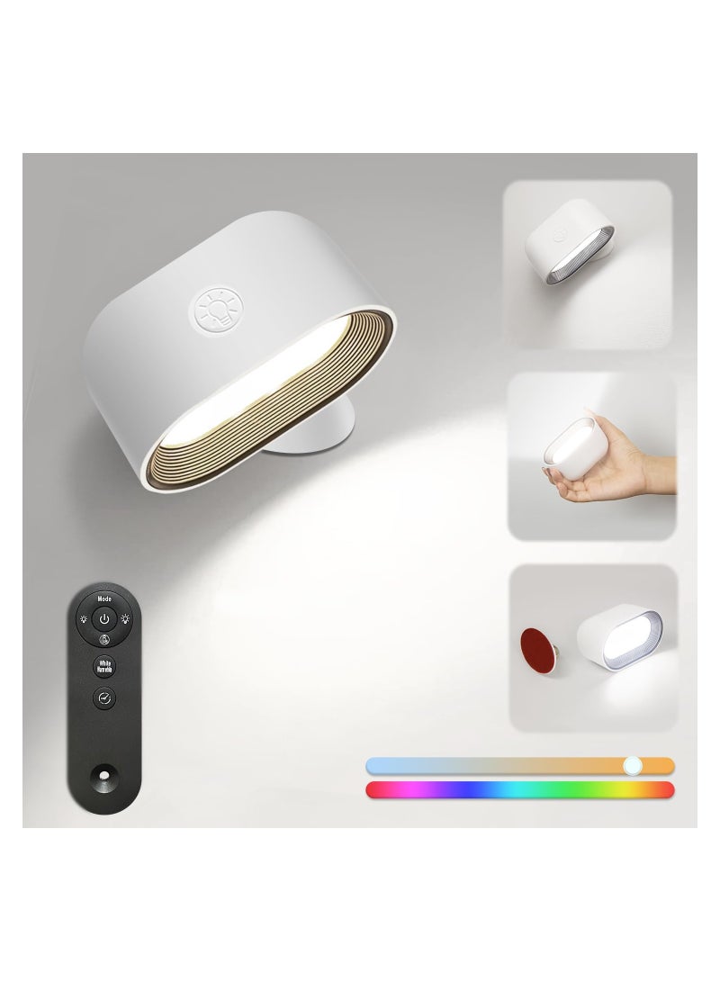 SYOSI LED Indoor Wall Lamp, Rechargeable Wall Light, LED Wall Lamp with Touch & Remote Control, Battery Operated Wall Lights, 360° Rotatable Reading Light, for Bedside Lamp, Corridor, Stairs - Image 1