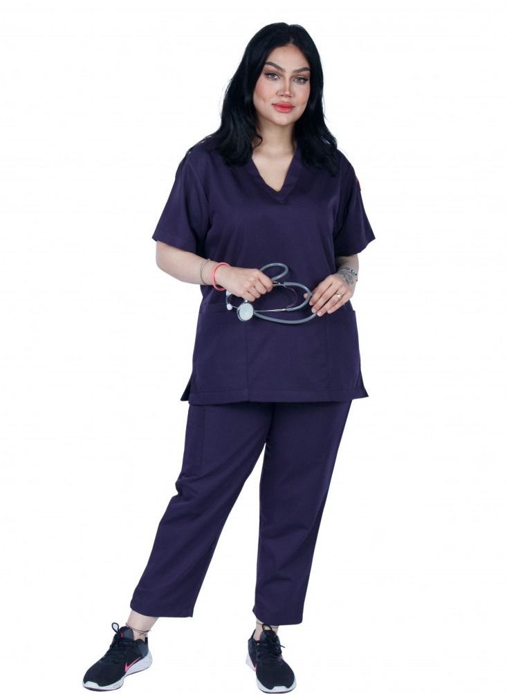Kenzi Kenzi medical scrub set for unisex dark purple 2  - Image 1
