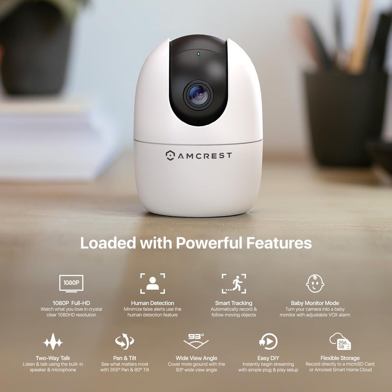 AMCREST كاميرا أمكريست 1080P واي فاي كاميرا داخلية كاميرا مربية كاميرا كلب صوت مراقبة طفل كشف إنسان وحيوان تتبع حركة تطبيق الهاتف كاميرا IP لاسلكية رؤية ليلية منزل ذكي ASH21W - Image 2