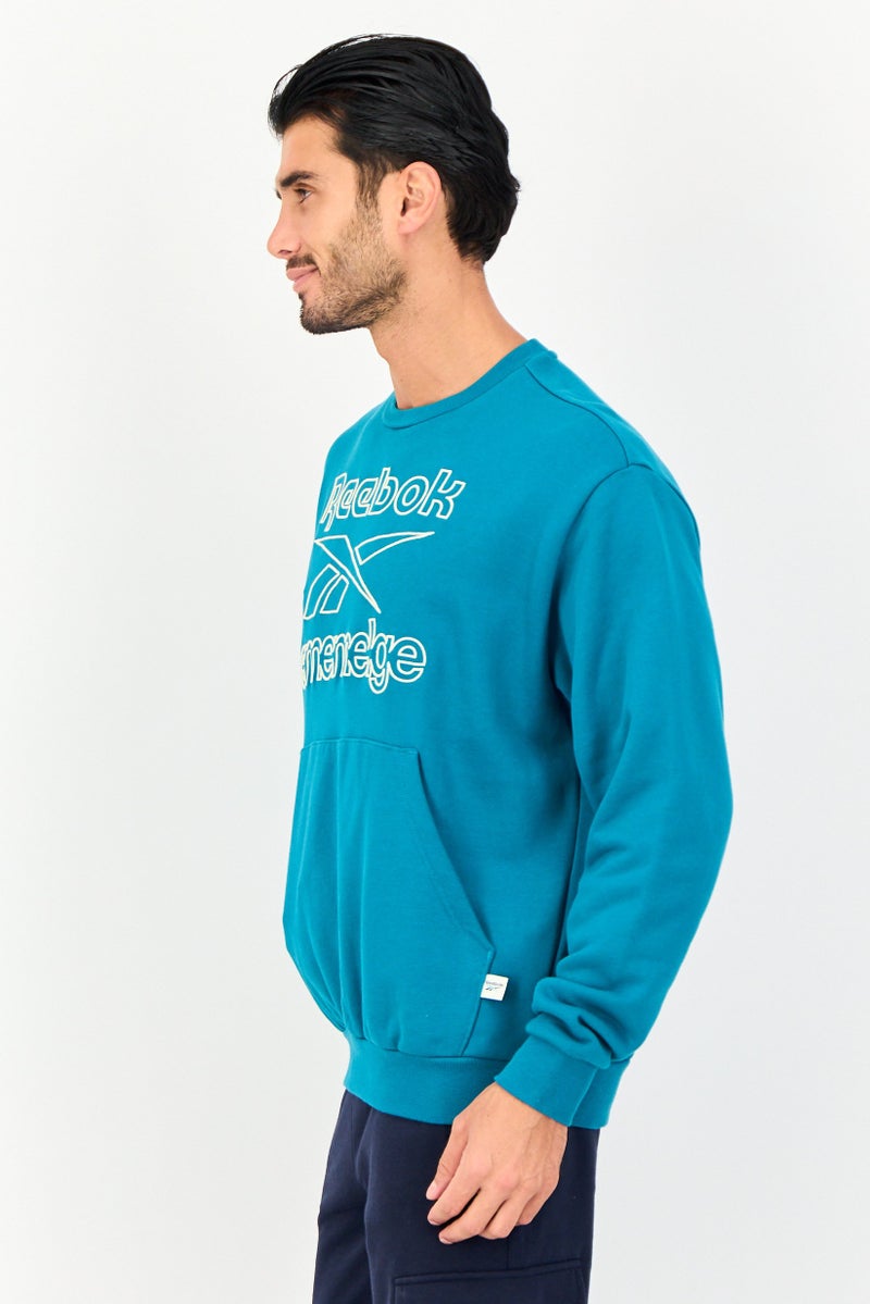 Reebok Men Sportswear Fit Long Sleeve Outdoor Sweatshirt, Teal Green - Image 3