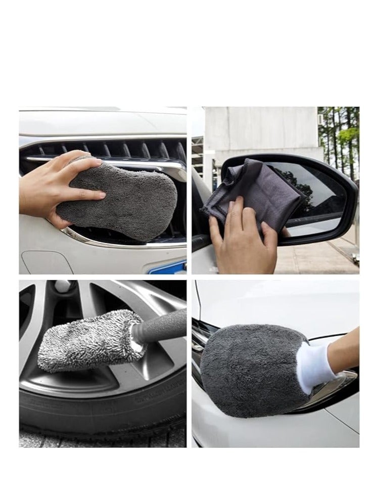 9 Pcs Car Care Car Cleaning Kit,Wash Cleaning Tools Kit Auto Care,with Soft Microfiber Cloth Towels,Wash Mitt Sponge, Automotive Detail Brushes for Cleaning Wheels, Exterior, Leather, Air Vents - Image 3