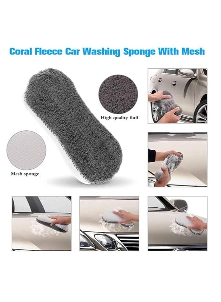 9 Pcs Car Care Car Cleaning Kit,Wash Cleaning Tools Kit Auto Care,with Soft Microfiber Cloth Towels,Wash Mitt Sponge, Automotive Detail Brushes for Cleaning Wheels, Exterior, Leather, Air Vents - Image 4