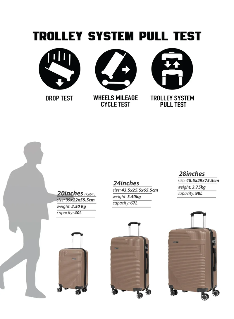 PARAJOHN M (24 inch) Medium 24-Inch ABS  Lightweight Hardshell Luggage Trolley | carrying 20kg 4-Wheel Spinner Suitcase Champagne  | Best Price UAE