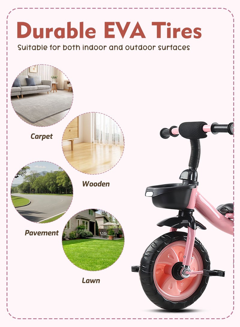 MaBaby Tricycles for Kids, with Storage Basket, Adjustable Seat and Pedal, Children Trike for 1-6 Years Boys and Girls, Balance Bike for Indoor Outdoor Fun - Image 5
