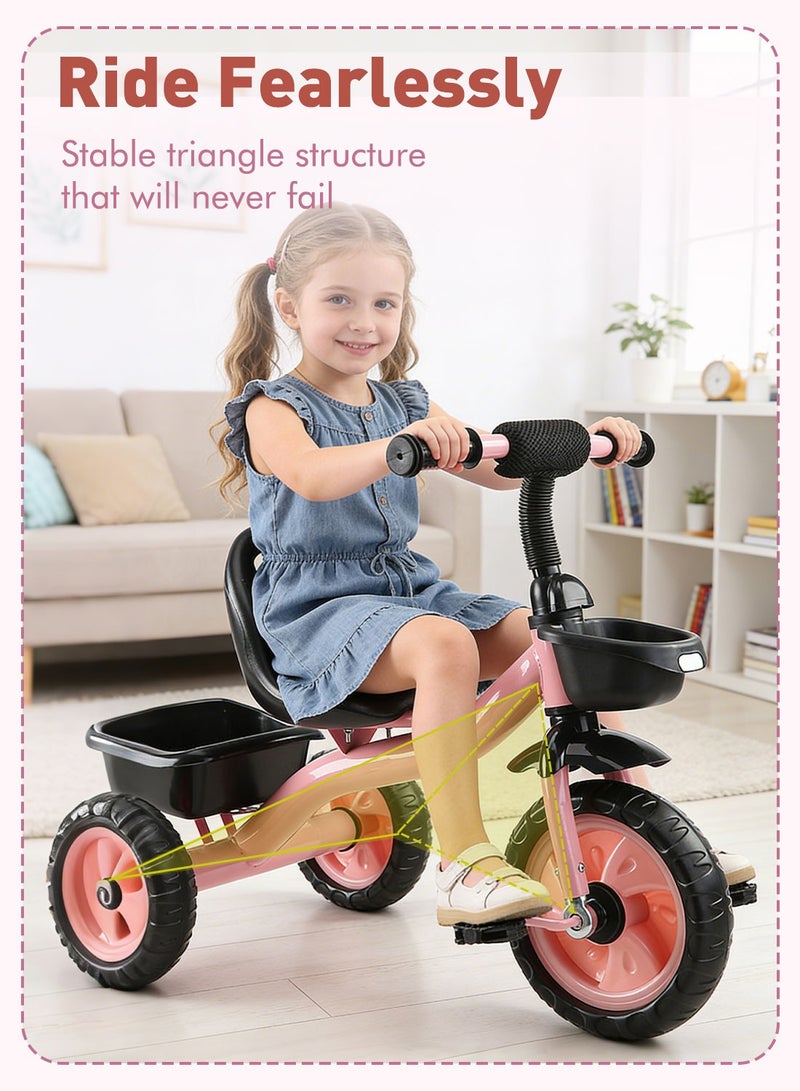 MaBaby Tricycles for Kids, with Storage Basket, Adjustable Seat and Pedal, Children Trike for 1-6 Years Boys and Girls, Balance Bike for Indoor Outdoor Fun - Image 3