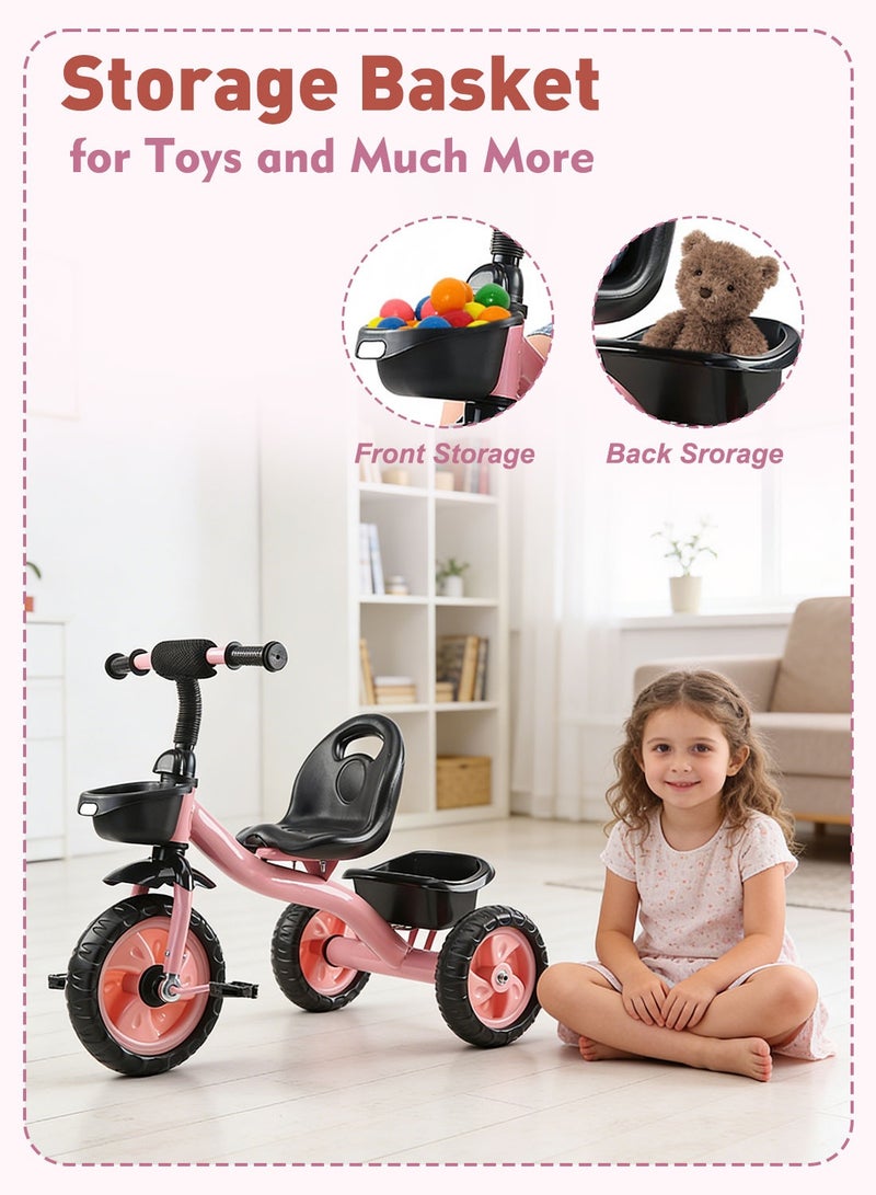 MaBaby Tricycles for Kids, with Storage Basket, Adjustable Seat and Pedal, Children Trike for 1-6 Years Boys and Girls, Balance Bike for Indoor Outdoor Fun - Image 2