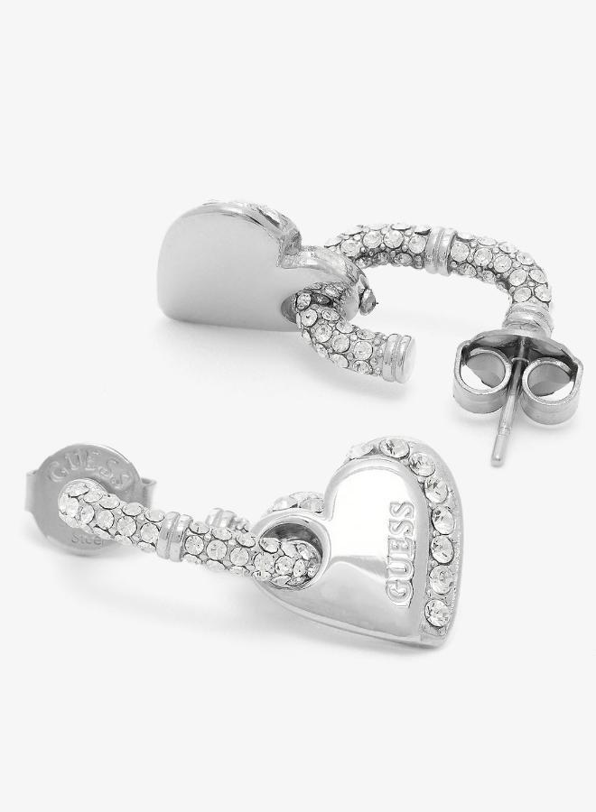 GUESS Hearts Pave J Hoop Earrings - Image 3