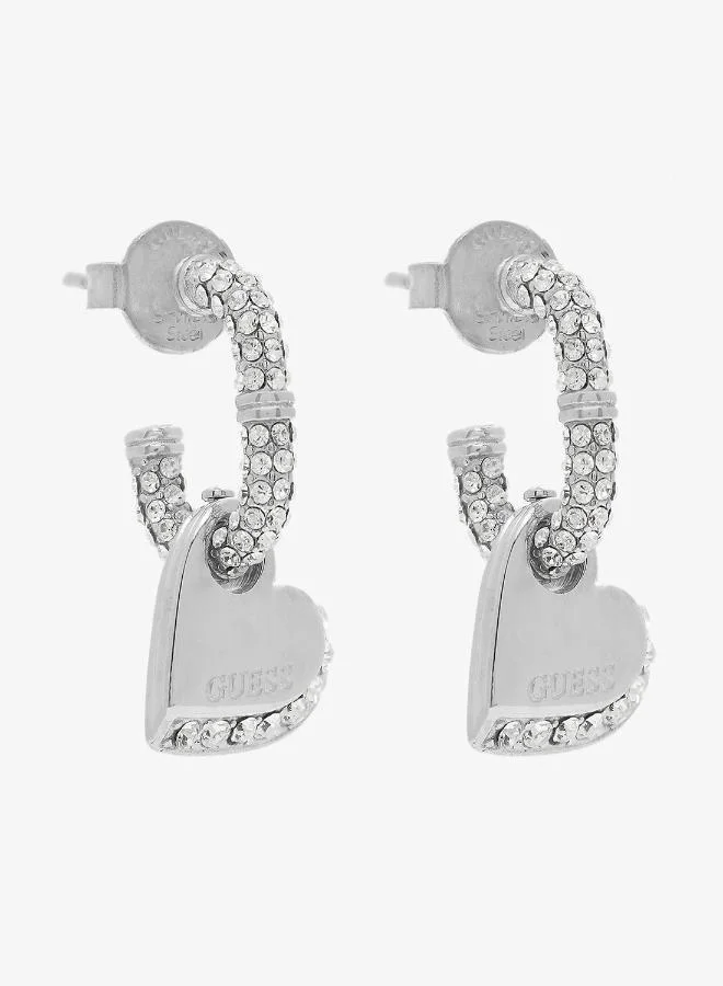 Hearts Pave J Hoop Earrings