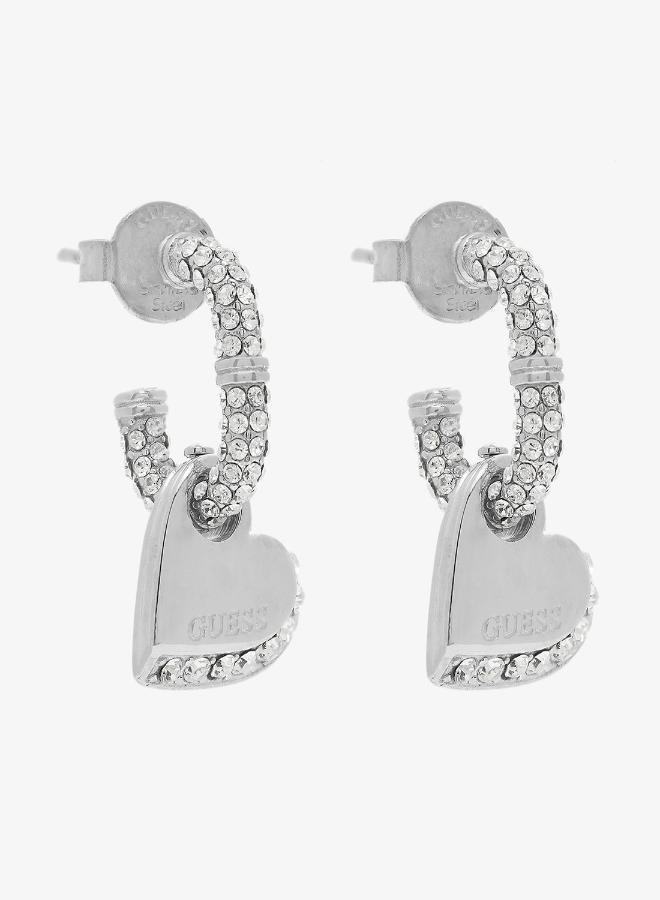 GUESS Hearts Pave J Hoop Earrings - Image 1