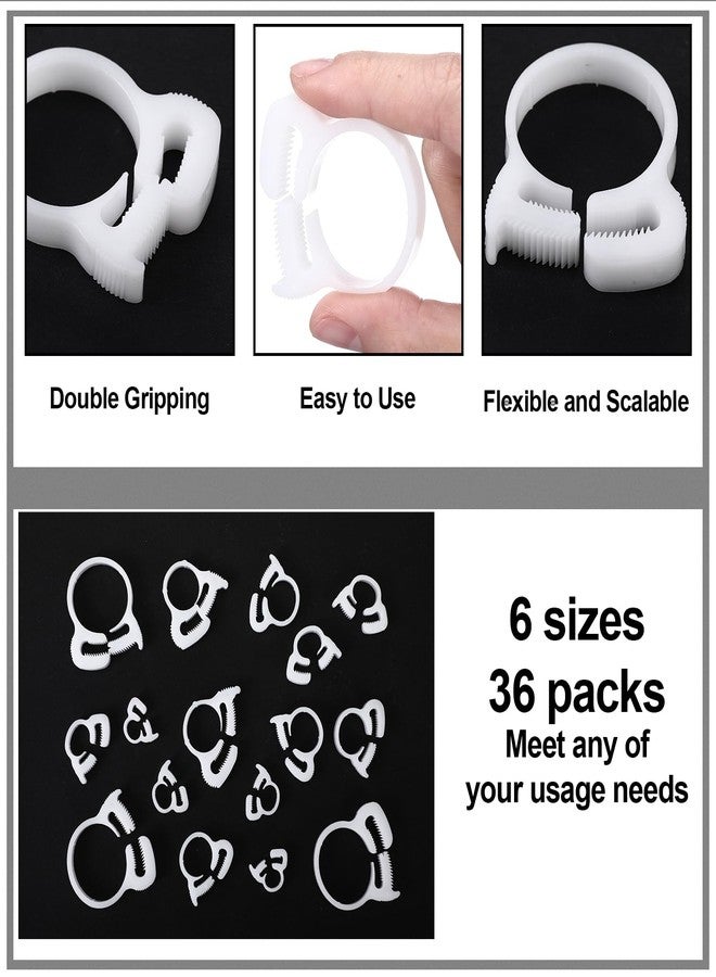 Pangda 36 Pcs 6 Size Aquarium Nylon Hose Clamps Set 6.1-27.2 mm White Plastic Snap Ratcheting Hose Clamps Assortment Kit for Standard Aquarium Heater Tubing Fish Tank Plant - Image 3