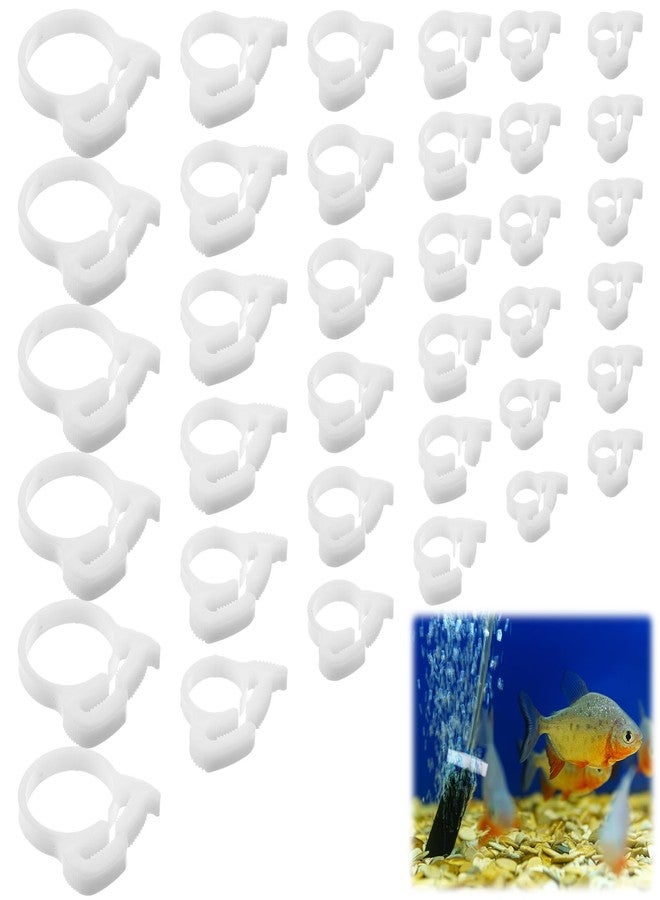Pangda 36 Pcs 6 Size Aquarium Nylon Hose Clamps Set 6.1-27.2 mm White Plastic Snap Ratcheting Hose Clamps Assortment Kit for Standard Aquarium Heater Tubing Fish Tank Plant - Image 1