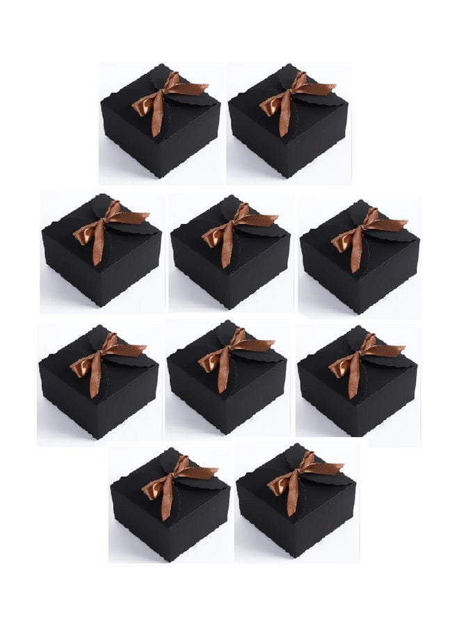 NIBEMINENT 10-Piece Square Kraft Gift Box Black/Brown 