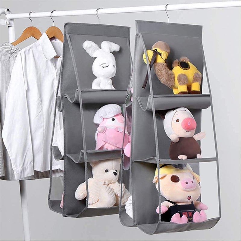 LOMESH Foldable Hanging Hand Bag Organizer DustProof Storage Purse Holder Bag Wardrobe Closet Cupboard for Clutch with 6 Pockets Assorted Non Woven Hanging Bag with Hook for Ladies Women - Image 2
