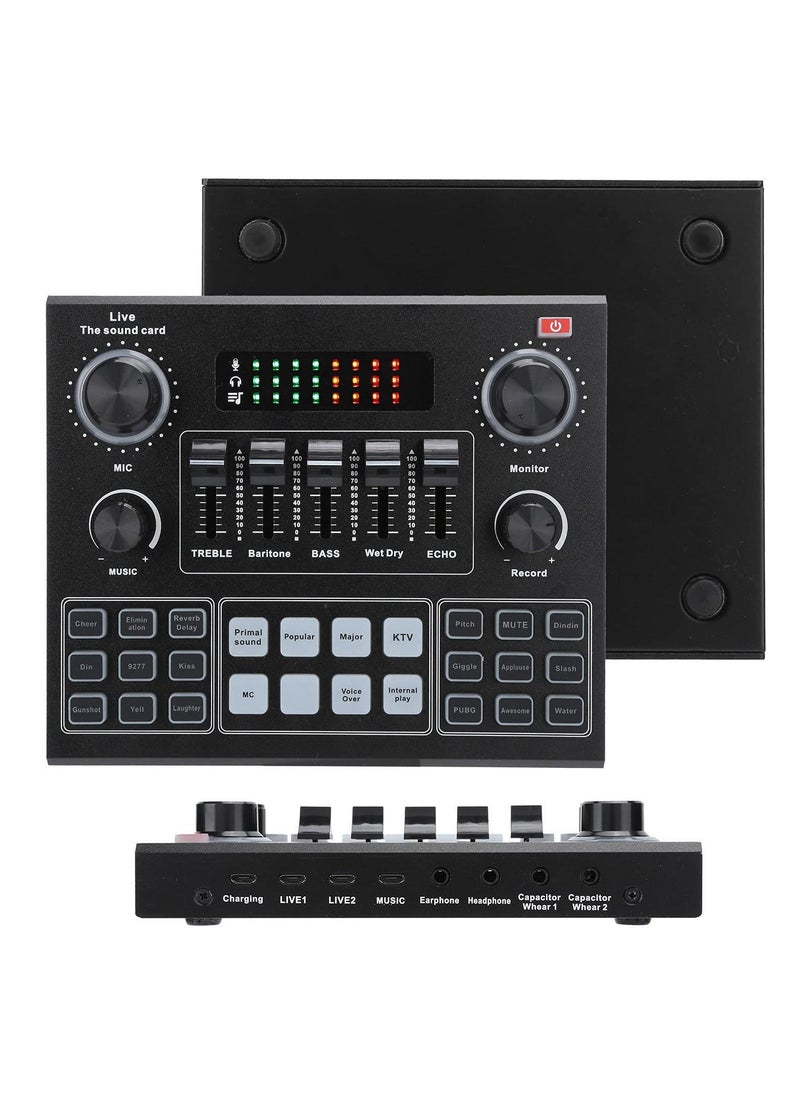 BORTONY - Sound Card V9 Live Broadcast Sound Card External Stereo Audio Mixer Broadcast Metal Frosted Body Easy Operation Live Sound Card For Live Streaming and Games - Image 1