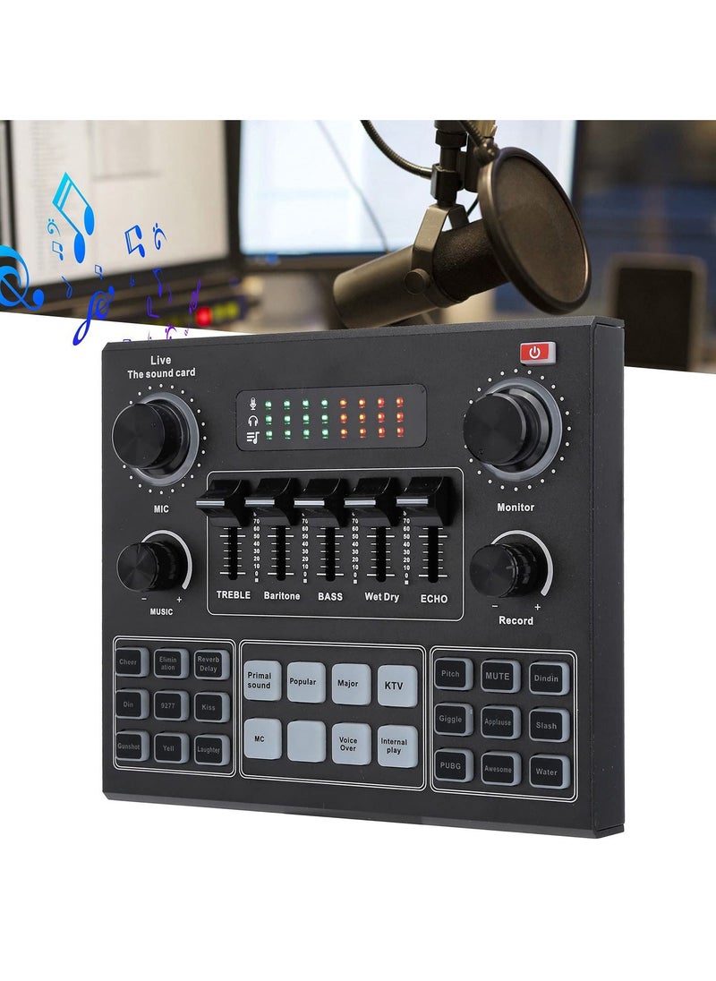 BORTONY - Sound Card V9 Live Broadcast Sound Card External Stereo Audio Mixer Broadcast Metal Frosted Body Easy Operation Live Sound Card For Live Streaming and Games - Image 1