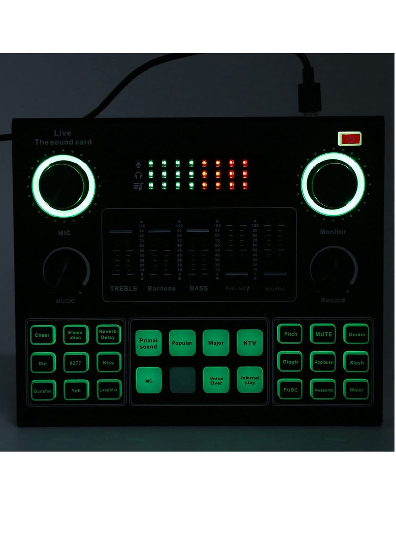 BORTONY - Sound Card V9 Live Broadcast Sound Card External Stereo Audio Mixer Broadcast Metal Frosted Body Easy Operation Live Sound Card For Live Streaming and Games - Image 1