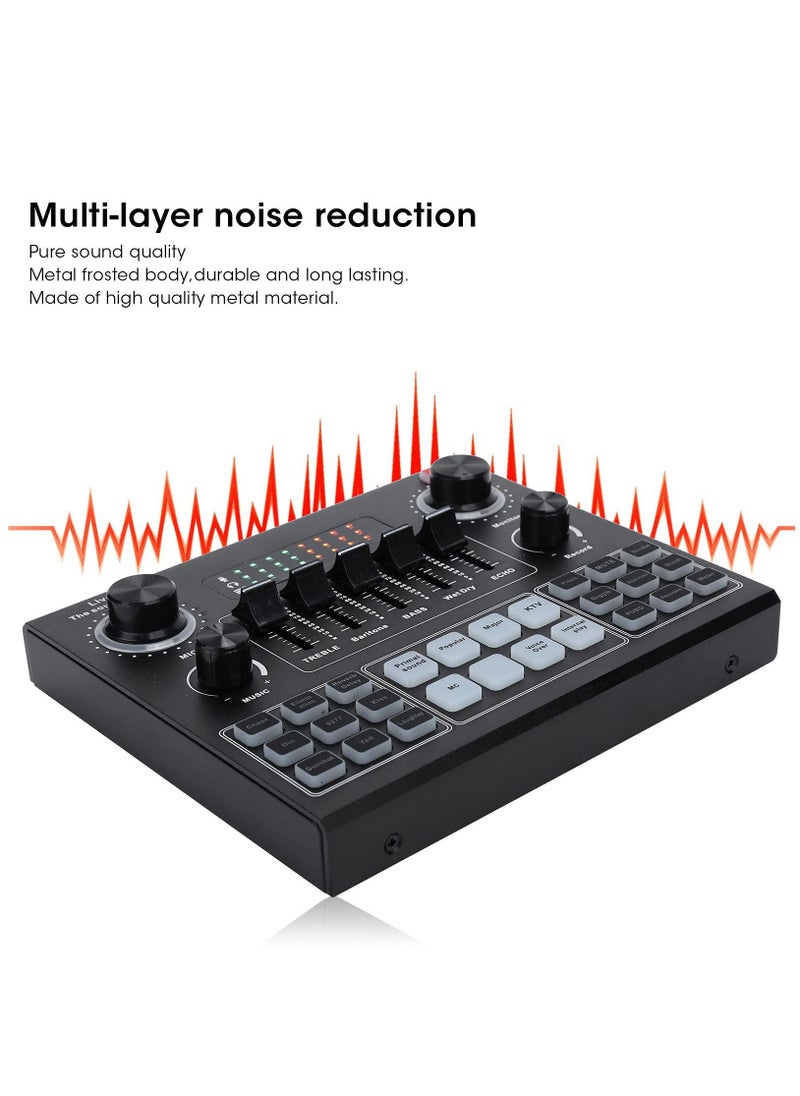 BORTONY - Sound Card V9 Live Broadcast Sound Card External Stereo Audio Mixer Broadcast Metal Frosted Body Easy Operation Live Sound Card For Live Streaming and Games - Image 1