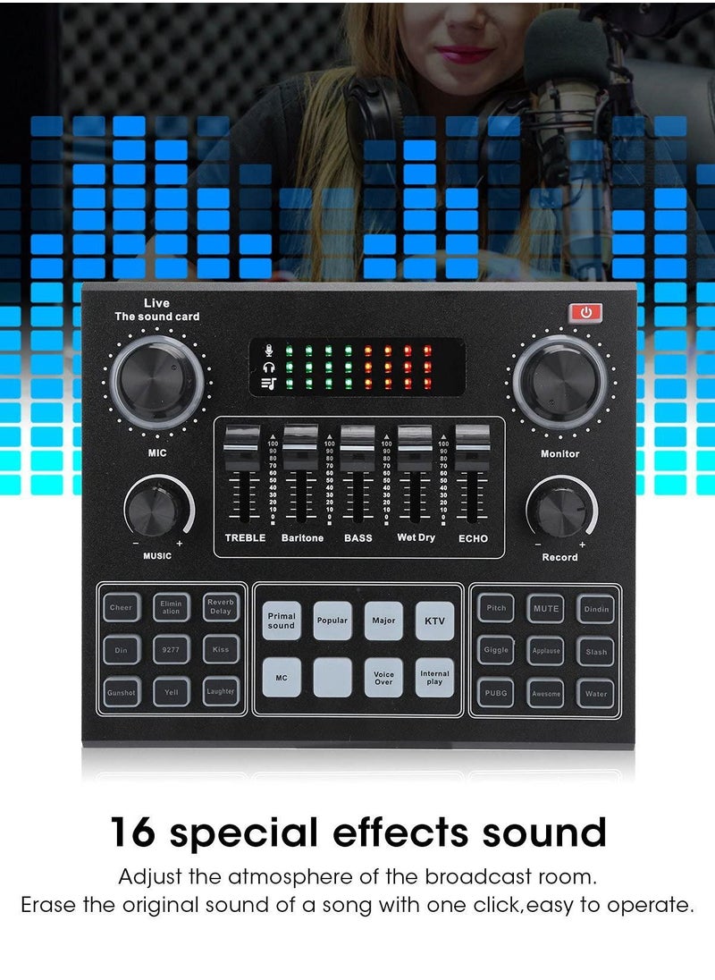 BORTONY - Sound Card V9 Live Broadcast Sound Card External Stereo Audio Mixer Broadcast Metal Frosted Body Easy Operation Live Sound Card For Live Streaming and Games - Image 1