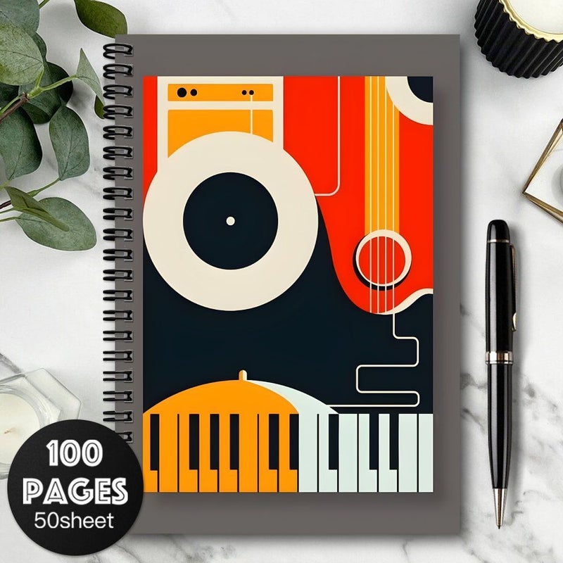 مفكرة موسيقية كلاسيكية بتصميم حلزوني لعازفي البيانو والغيتار ومكبرات الصوت، 100 صفحة - Image 4