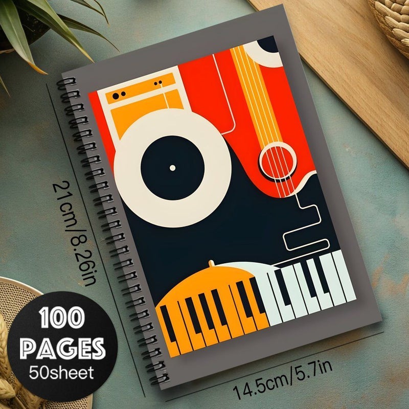 مفكرة موسيقية كلاسيكية بتصميم حلزوني لعازفي البيانو والغيتار ومكبرات الصوت، 100 صفحة - Image 2