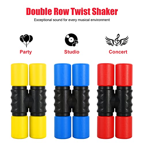 RANMING Twist Shaker 3PCS Double Row Shakers Percussion Instruments Set Medium Volumelatin Latin Percussion Instruments for Studio,Band,Drummers(Yellow-Blue-Red) - Image 3