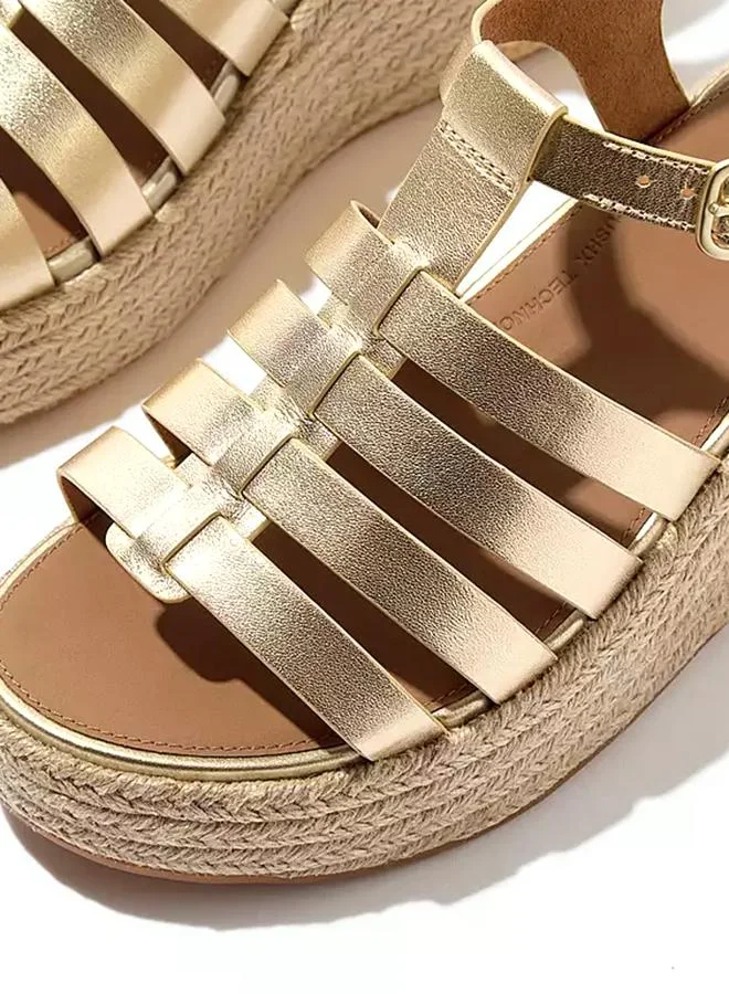 فيت فلوب PLATFFORMS ESPADR. LEATHER FISHERMAN WEDGE SANDALS