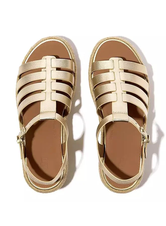 فيت فلوب PLATFFORMS ESPADR. LEATHER FISHERMAN WEDGE SANDALS