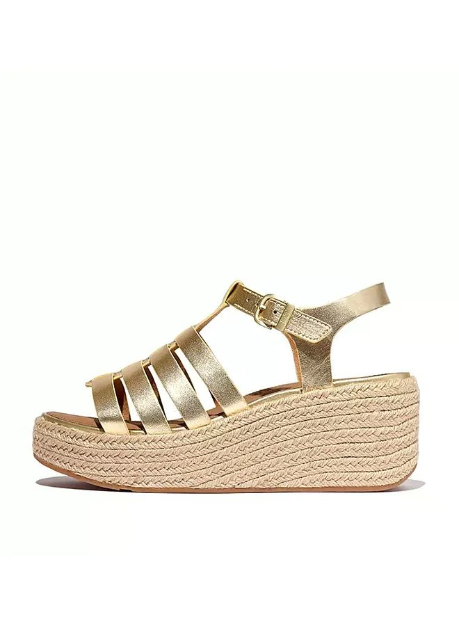 فيت فلوب PLATFFORMS ESPADR. LEATHER FISHERMAN WEDGE SANDALS