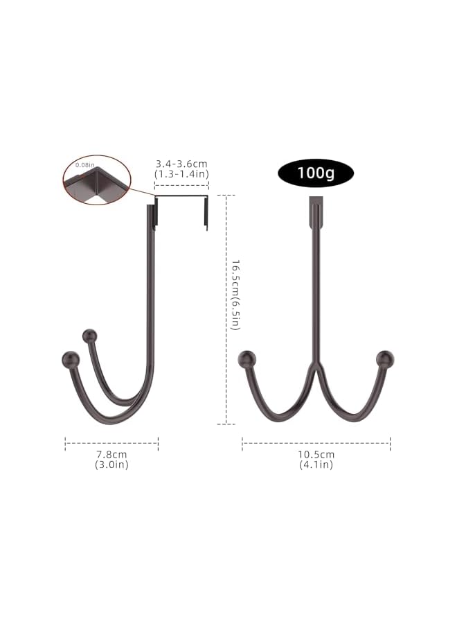 promass 2Packs Over The Door Double Hanger Hooks, Coats Hook, Metal Twin Hook Organizer Storage Rack for Hanging Coats, Towel, Bags and Hats(Black). - Image 2