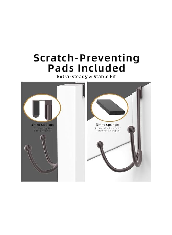 promass 2Packs Over The Door Double Hanger Hooks, Coats Hook, Metal Twin Hook Organizer Storage Rack for Hanging Coats, Towel, Bags and Hats(Black). - Image 4