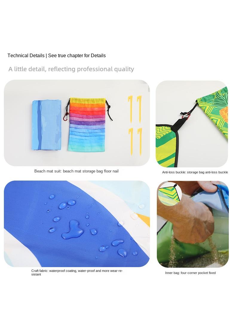 XiuWoo Bohemian Printed Beach Mat Quick Drying And Splash Proof Mat Outdoor Picnic Mat 180x220Cm  - Image 2