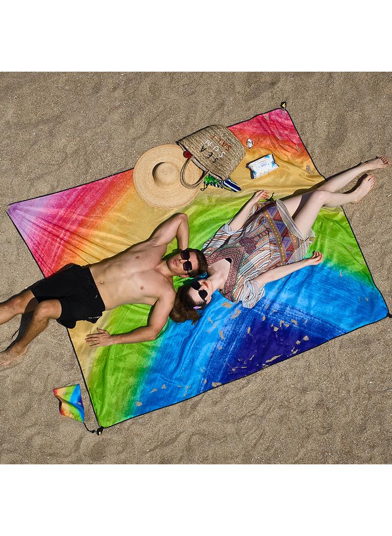 XiuWoo Bohemian Printed Beach Mat Quick Drying And Splash Proof Mat Outdoor Picnic Mat 180x220Cm  - Image 3