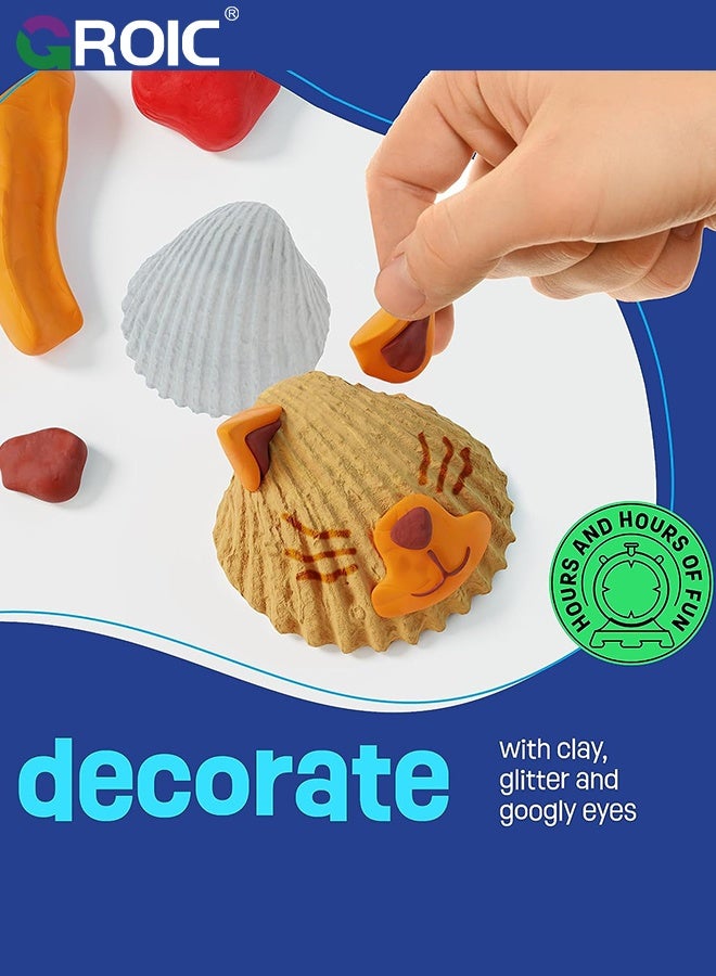 GROIC Glow in The Darkness Sea Shell Painting Kit for Kids, DIY Sea Shell Painting Set, Arts & Crafts Gifts for Boys and Girls, Creative Art Activities Toys Gift for Birthday, Party, Summer Supplies - Image 3