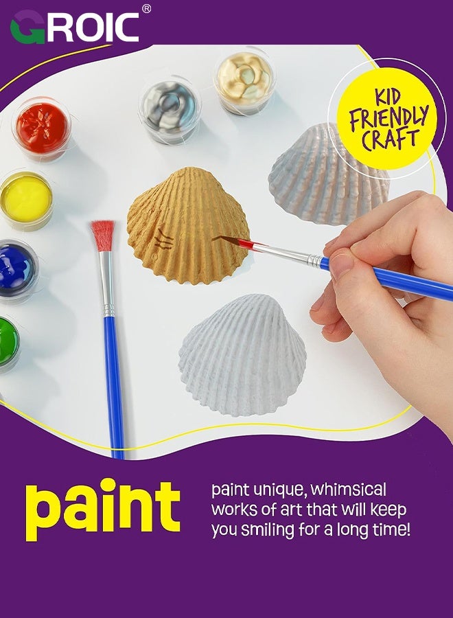 GROIC Glow in The Darkness Sea Shell Painting Kit for Kids, DIY Sea Shell Painting Set, Arts & Crafts Gifts for Boys and Girls, Creative Art Activities Toys Gift for Birthday, Party, Summer Supplies - Image 4