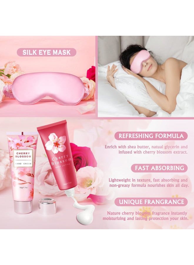LUCOTIYA - Gifts for Women Birthday Gifts for Women, Bath and Body Works Gift Set- 10 Pcs Valentine's Mother's Day Gifts and Cherry Blossoms Self Care Package Gift Women, Relaxing Spa Gift Basket for Women - Image 1