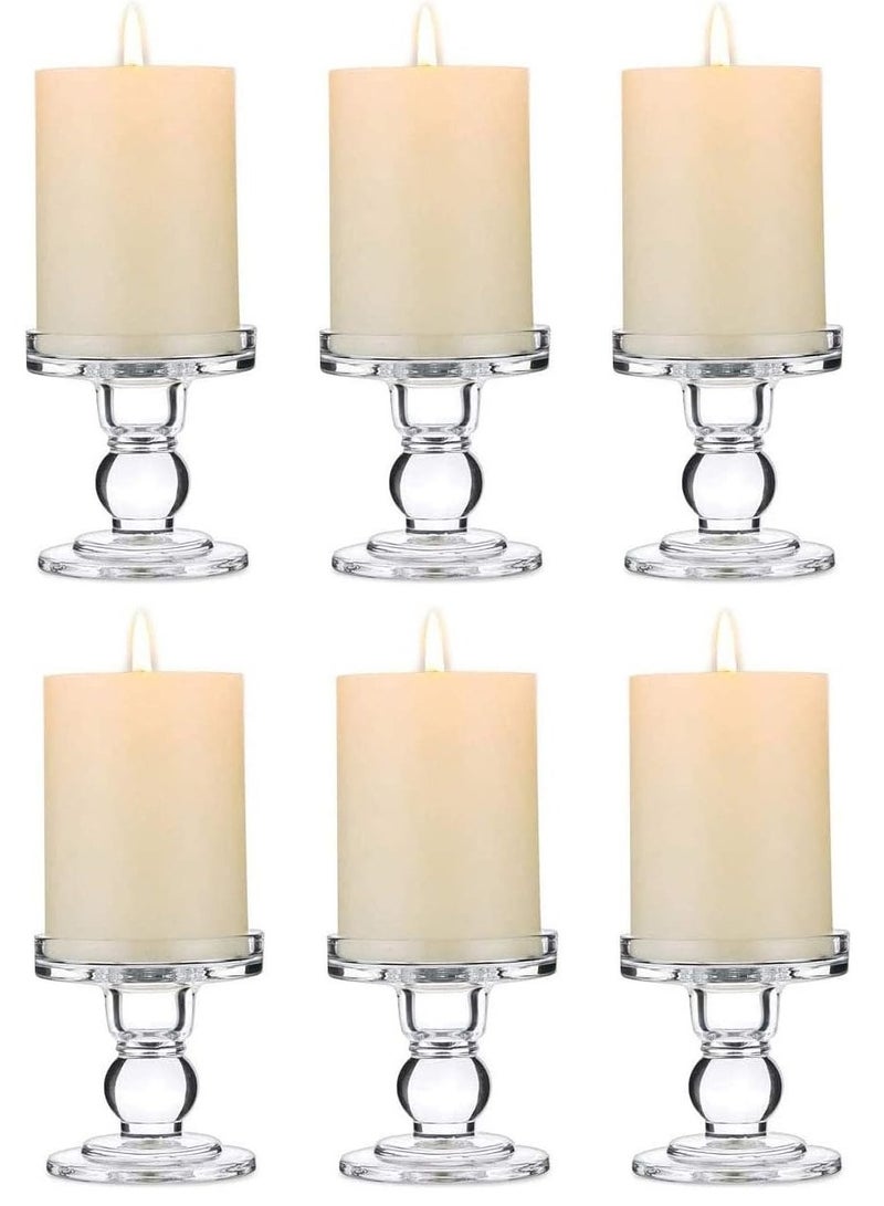 RR BRAND 6 Pices Glass Candle Holder For Pillar Candle Clear Crystal Holders Taper Tealight For Home Dinner Table Home Decor - Image 3