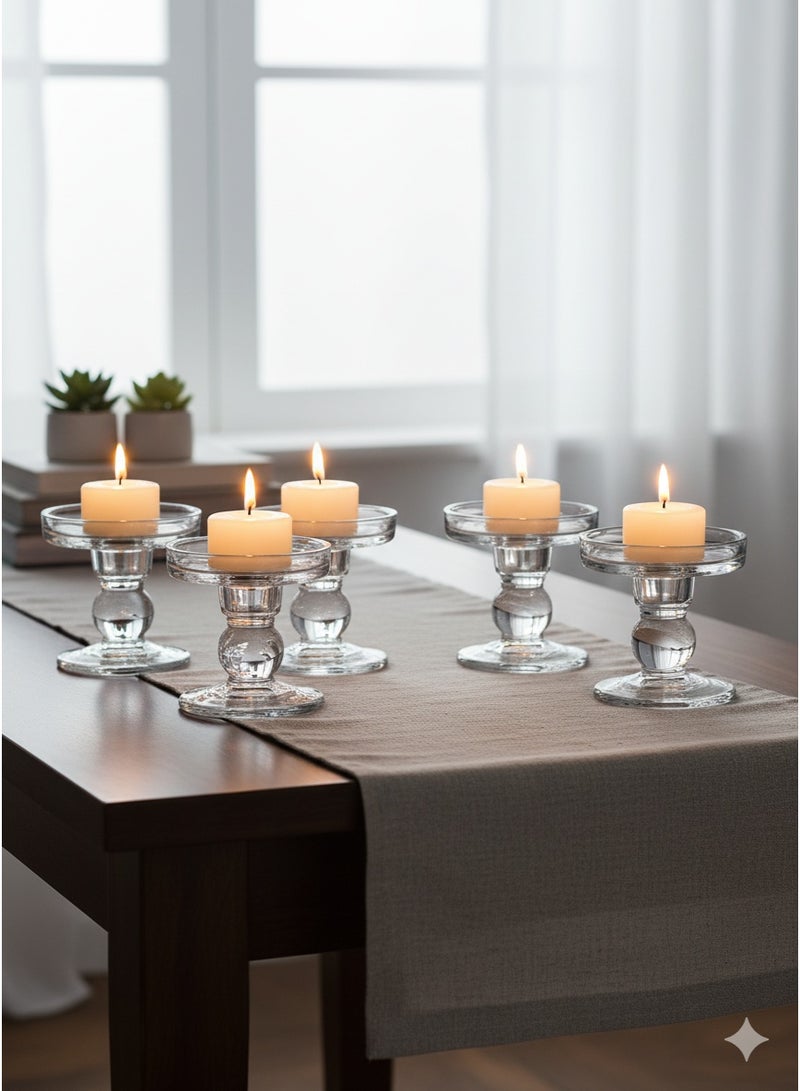 RR BRAND 6 Pices Glass Candle Holder For Pillar Candle Clear Crystal Holders Taper Tealight For Home Dinner Table Home Decor - Image 1