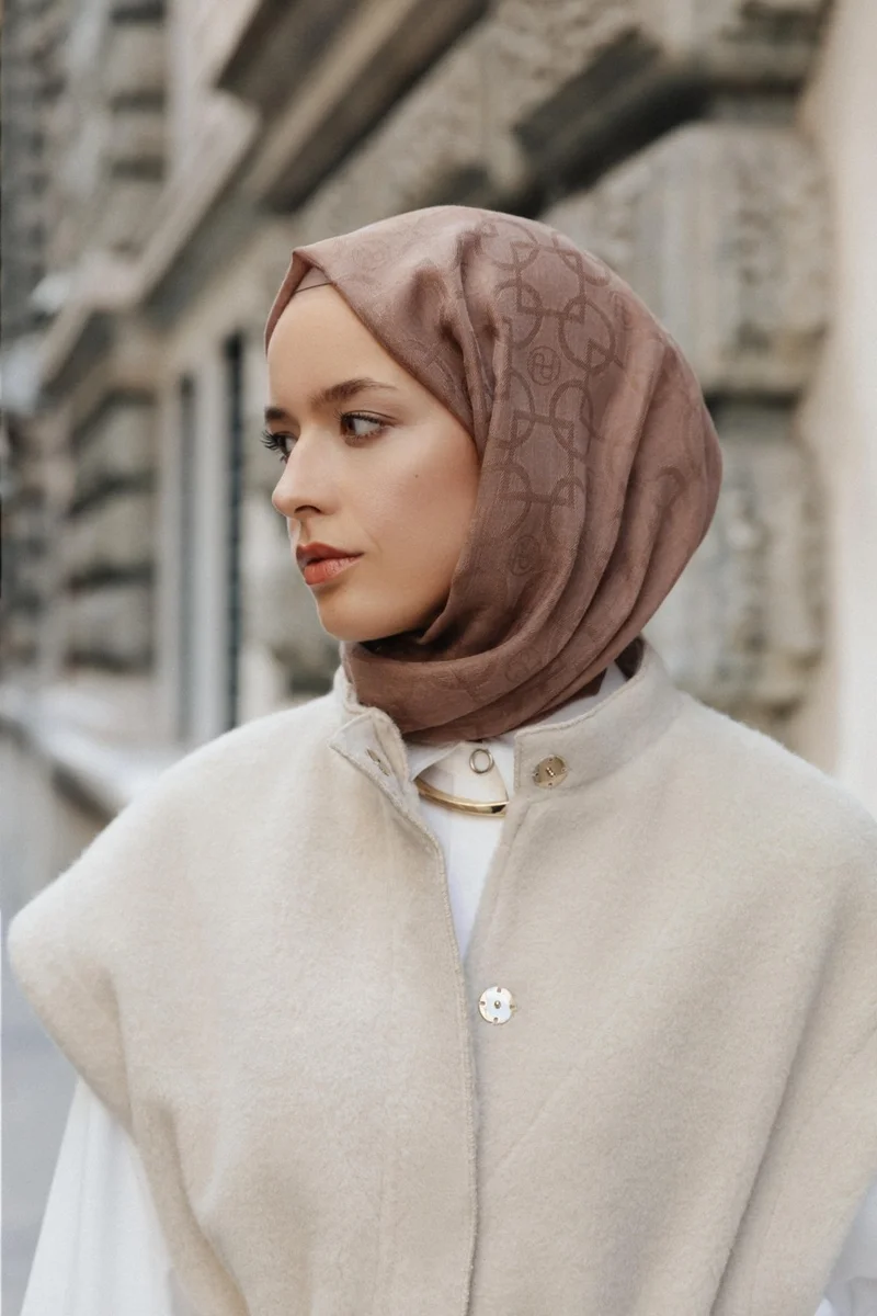 ARMINE Tencel Wool Geometric Pattern Shawl 05