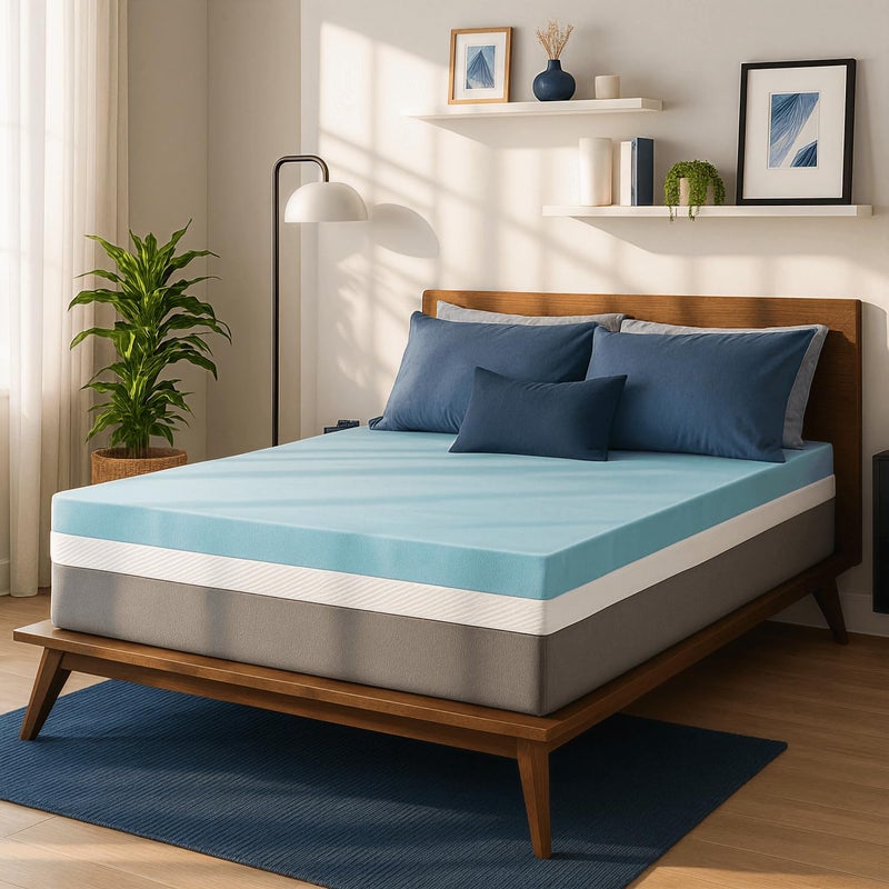 Sure2Sleep Gel Swirl Memory Foam Mattress Topper - 3 Inch, Pressure Relieving, Cooling Comfort - Made in The USA & CertiPUR-US Certified - Softens Firm Beds and Extends Mattress Life - Twin Size - Image 1