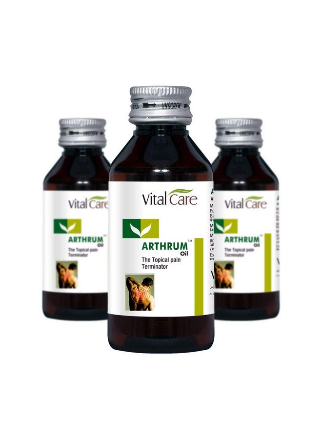 Vital Care Arthrum Pain Relief Oil for Mascular Pain, Low Back Pain, Joints Pain, Sports Injury, Sprain and Strain, Leg Cramps (100 ml, Pack of 3) - Image 1