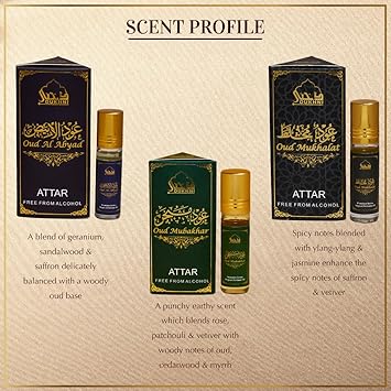 DUKHNI Royal Oud Attar Oil Set by Dukhni Pure original Oud oil Islamic fragrances Eid Ramadan gifts for men and women 3 assorted mini roll on perfume scents x 6ml Arabian oud oil arab perfumes - Image 3