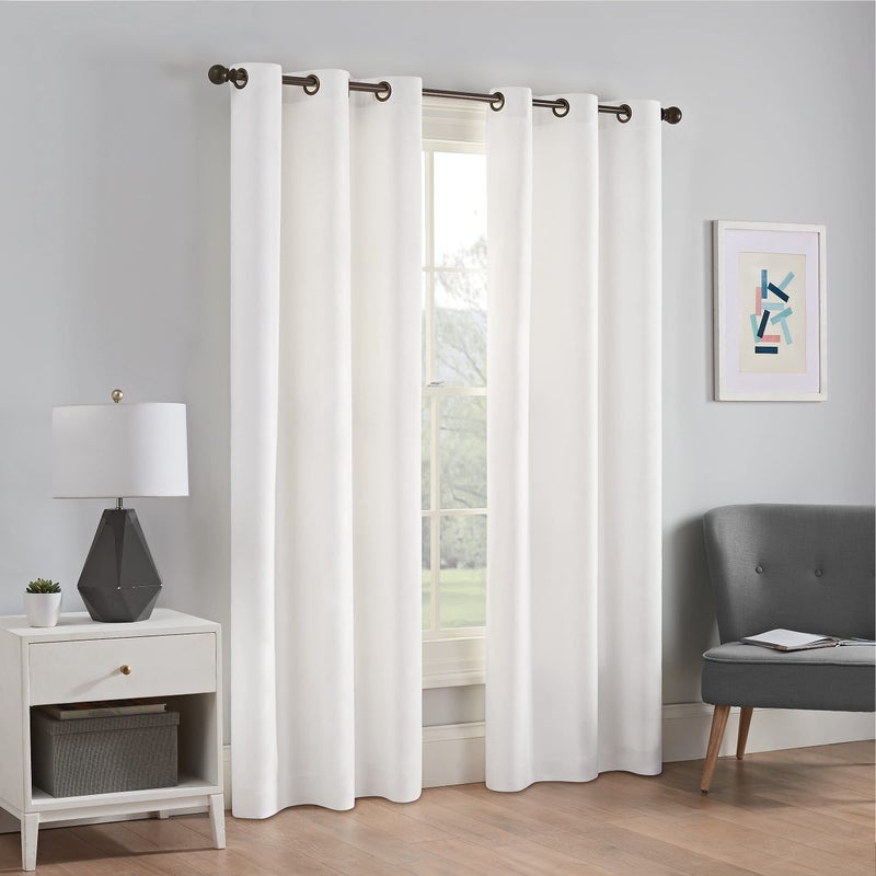 ECLIPSE Microfiber Total Privacy Blackout Thermal Grommet Window Curtain for Bedroom 1 Panel 42 x 95 White