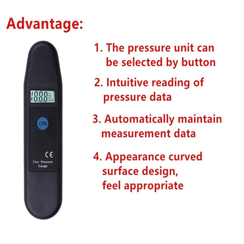 Black Digital Car Tire Pressure Gauge LCD PSI KPA BAR KG CM2 Tester - Image 4
