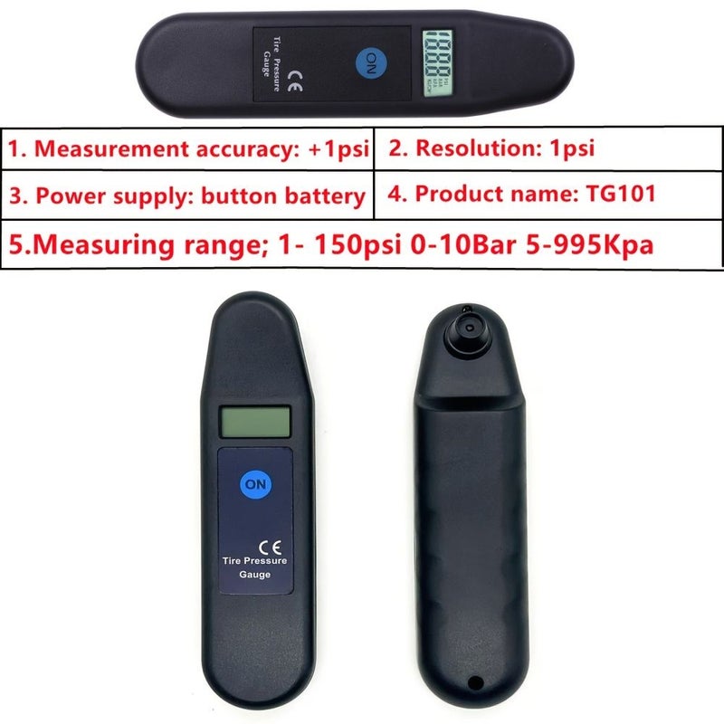 Black Digital Car Tire Pressure Gauge LCD PSI KPA BAR KG CM2 Tester - Image 3