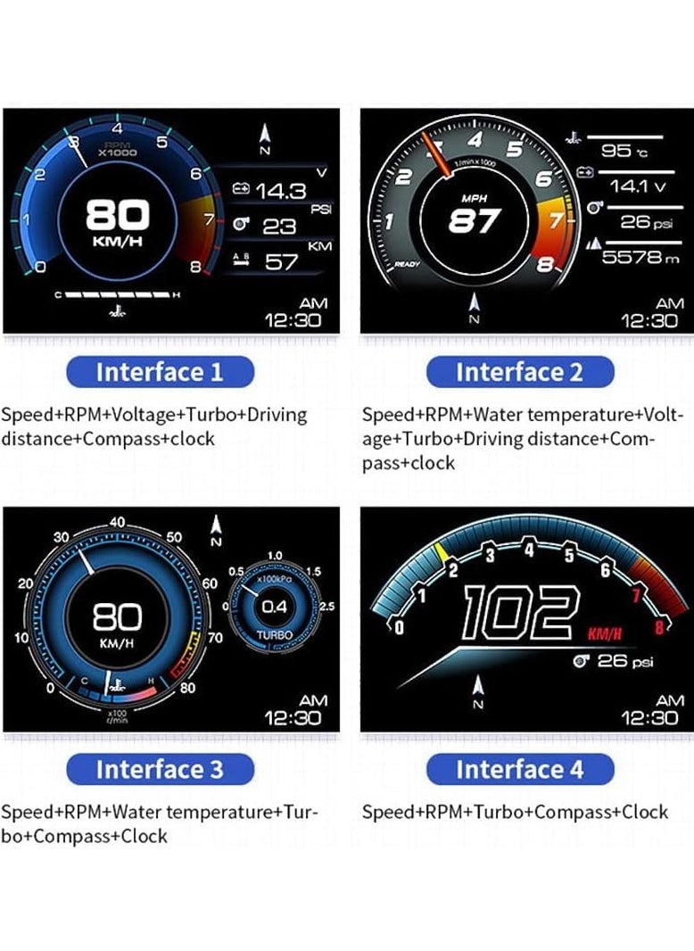 LCD Screen Dual Mode OBD+GPS System Auto Real-Time Display Speedometer, Monitor Warning Smart Gauge, ECU Computer Data for Universal Vehicle Model