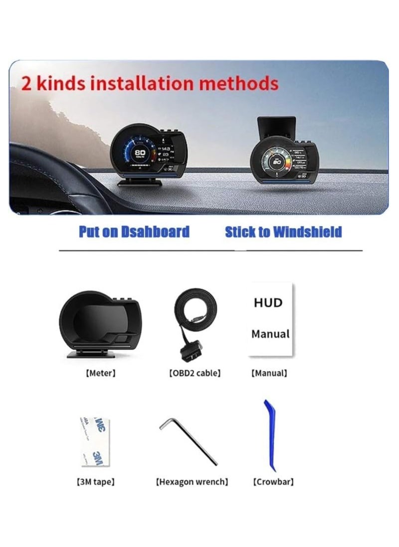 LCD Screen Dual Mode OBD+GPS System Auto Real-Time Display Speedometer, Monitor Warning Smart Gauge, ECU Computer Data for Universal Vehicle Model