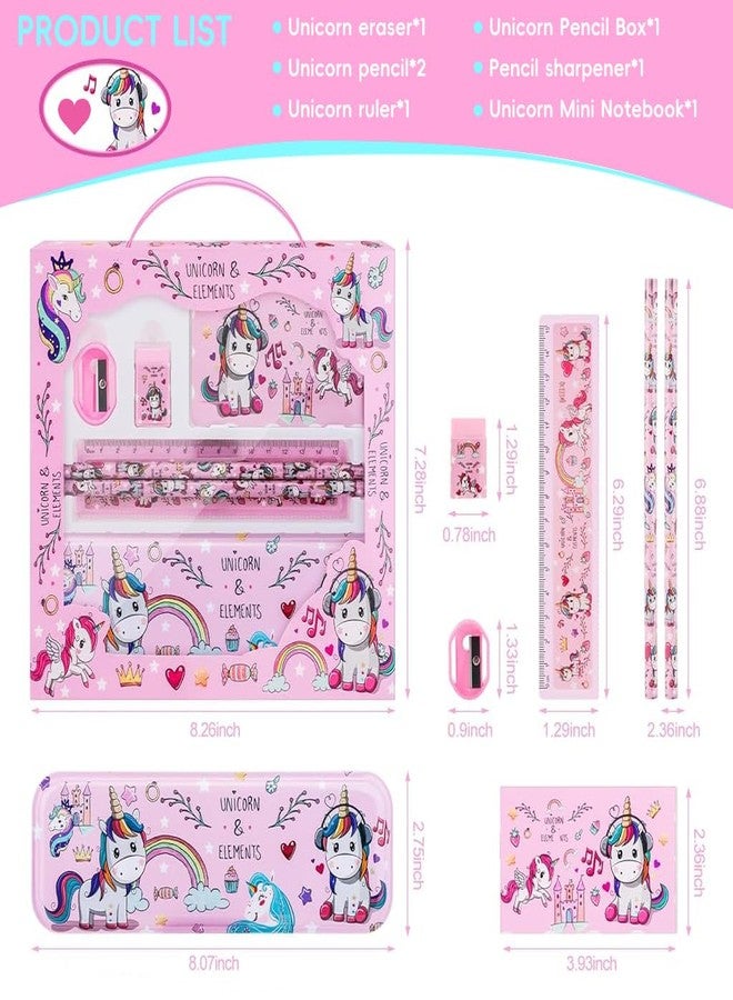 Climberty® 7-Piece Unicorn Stationery Set, Cute School Supplies for Girls, Pencil Case, Pencils, Ruler, Notebook, Eraser, Sharpener, Gift for Kids, Birthday, Back to School - Image 2