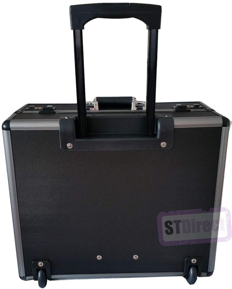 Essential Products Essential Products Pro XL Black / Gun Metal Aluminium Pilot Wheeled Trolley Case Hard Briefcase Flight Attache on Wheels  - Image 2